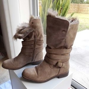 JustFab Tan Faux Fur Lining Booties